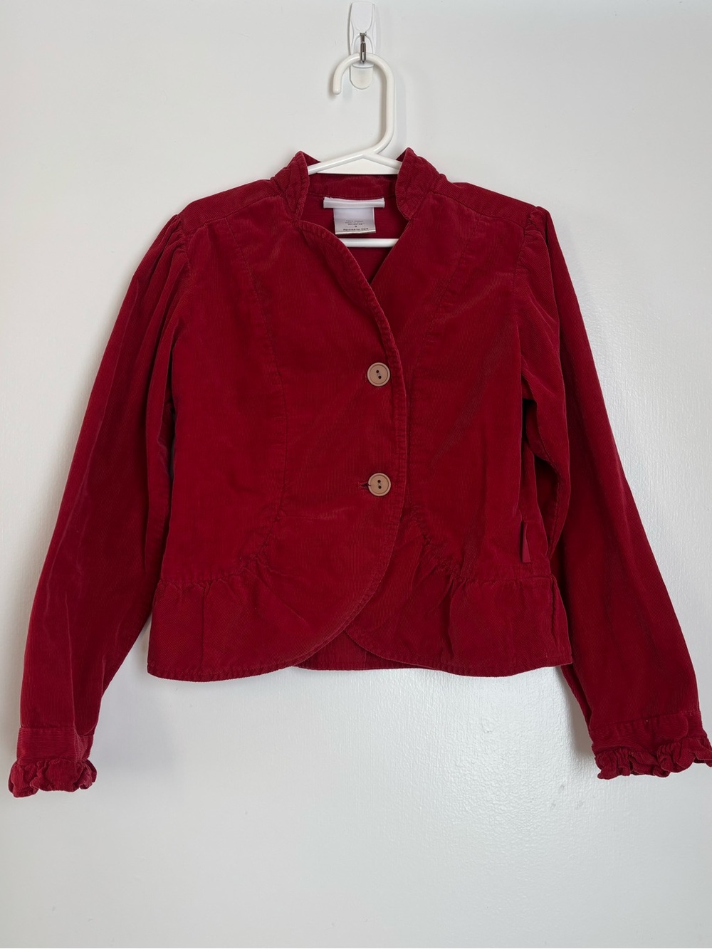 American Girl Red Corduroy Blazer Jacket Ruffle Trim Girl Size 8